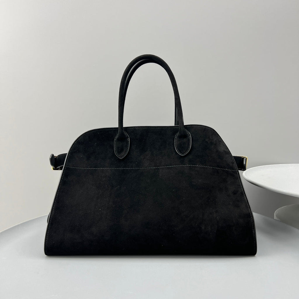 The Row W1255L72 Suede Soft Margaux 15 Air buckled tote T11001