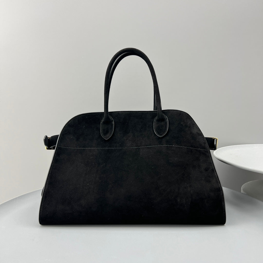 The Row W1255L72 Suede Soft Margaux 15 Air buckled tote T11001