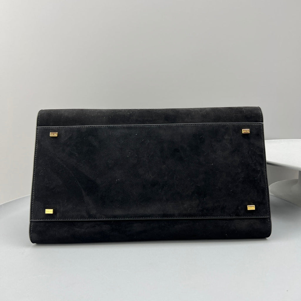 The Row W1255L72 Suede Soft Margaux 15 Air buckled tote T11001