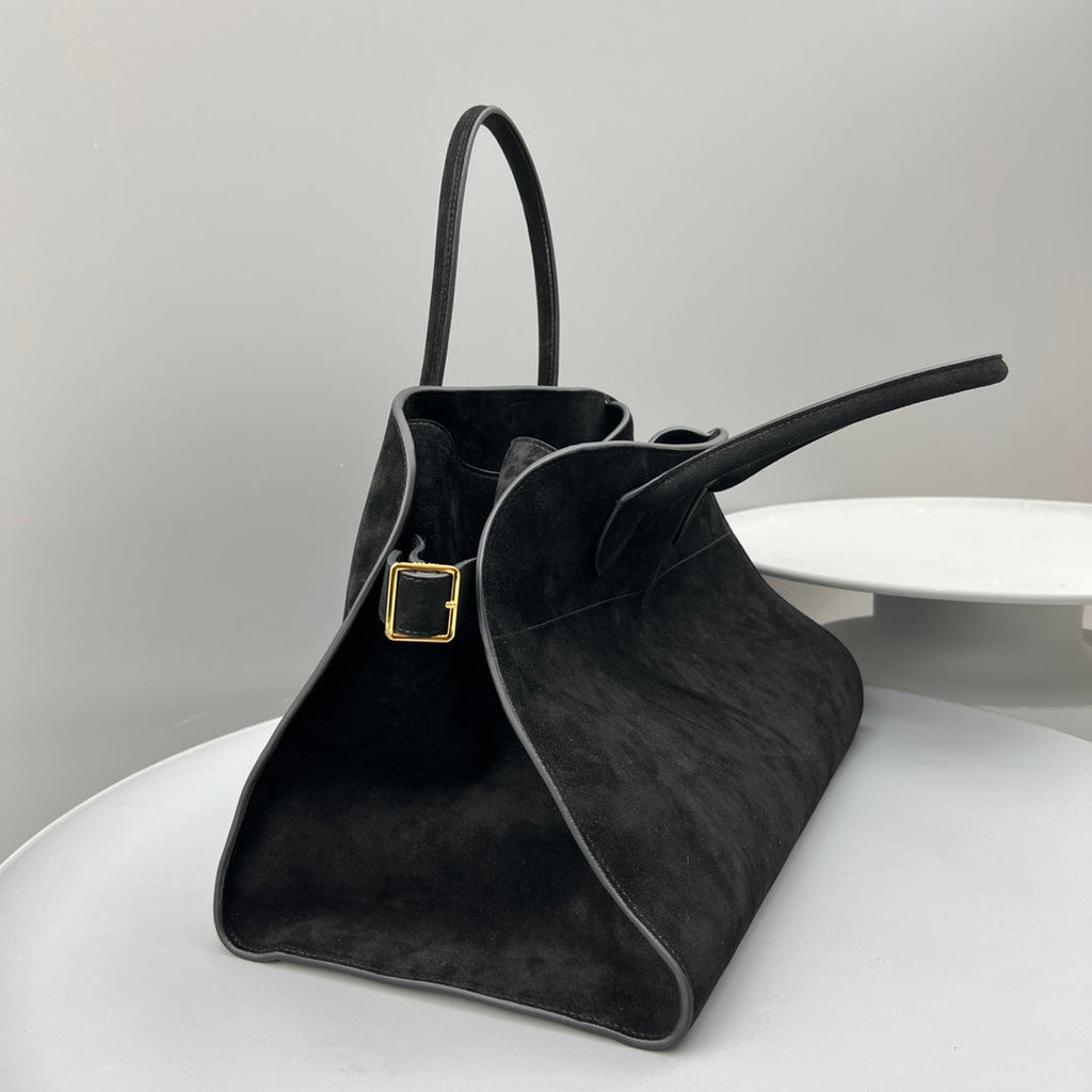 The Row W1255L72 Suede Soft Margaux 15 Air buckled tote T11001
