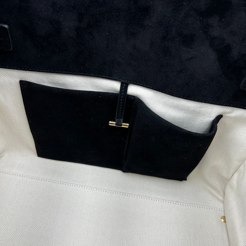 The Row W1255L72 Suede Soft Margaux 15 Air buckled tote T11001