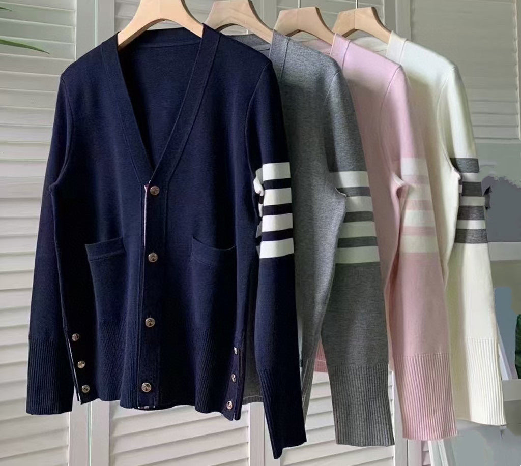 Thom Browne Women Ribbon V-neck Knit Cardigan T700050