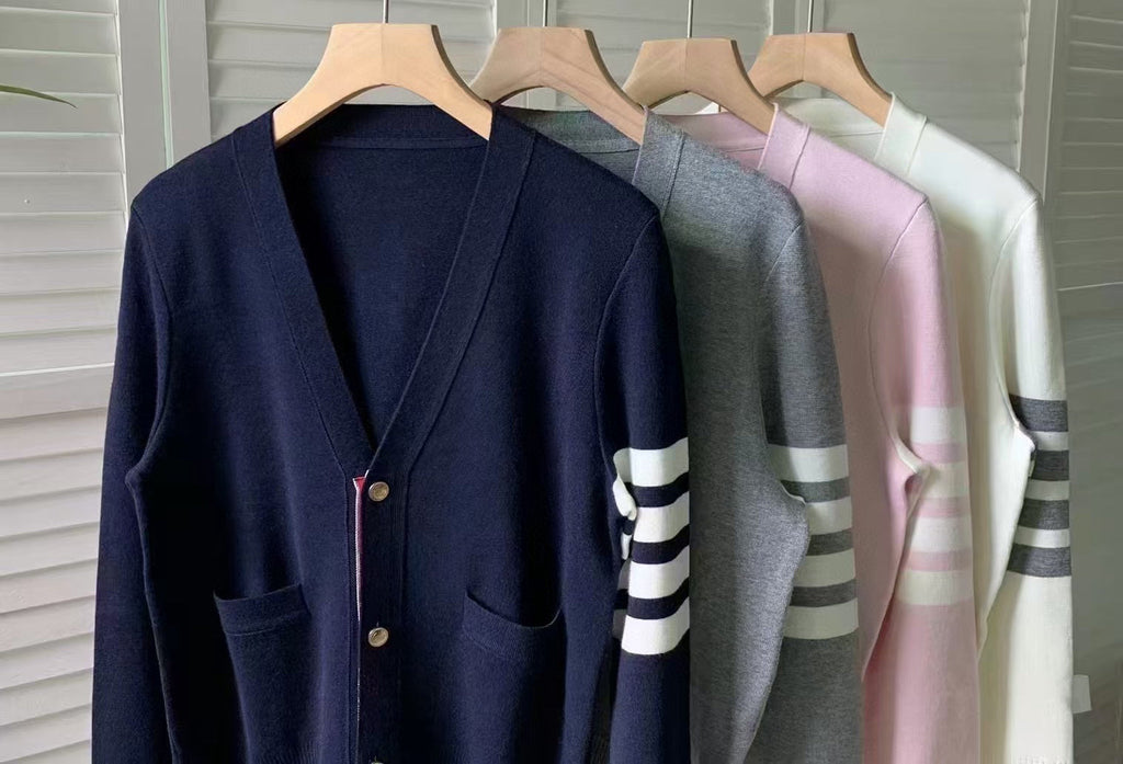 Thom Browne Women Ribbon V-neck Knit Cardigan T700050