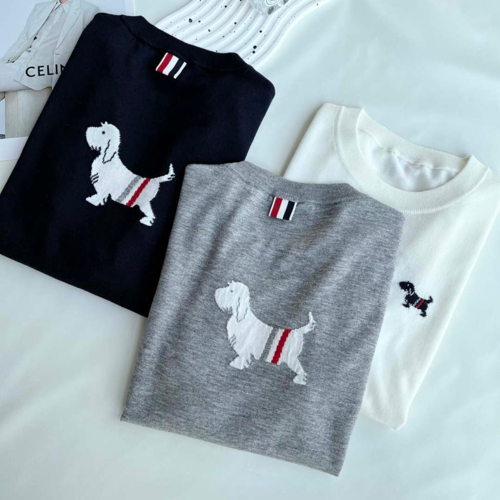 Thom Browne Women's Puppy Jacquard Short Sleeve Cardigan T-shirt T700038