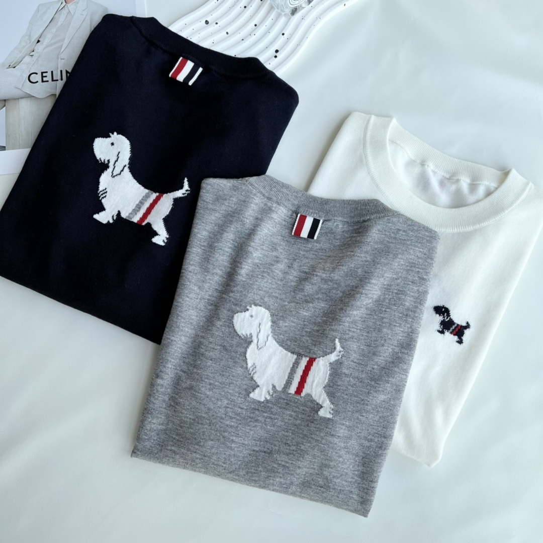 Thom Browne Women's Puppy Jacquard Short Sleeve Cardigan T-shirt T700038