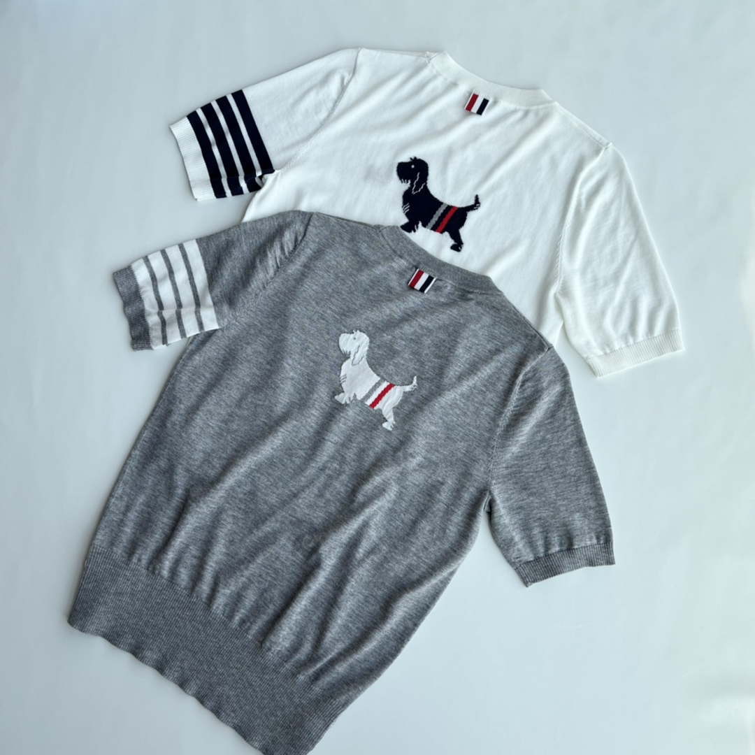 Thom Browne Women's Puppy Jacquard Short Sleeve Cardigan T-shirt T700038
