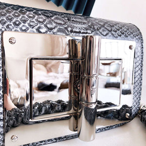 Tom Ford 25116800041 Metallic Python Natalia Chain Shoulder Bag Gray Black - Default Title - View 2