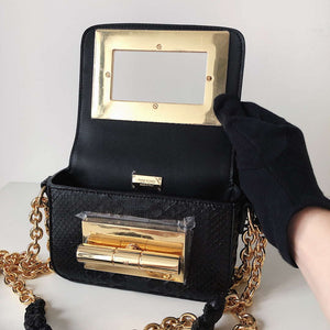 Tom Ford 25116800041 Metallic Black Python Natalia Chain Shoulder Bag - Default Title - View 8