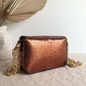 Tom Ford 25116800041 Metallic copper Python Natalia Chain Shoulder Bag - Default Title - View 4