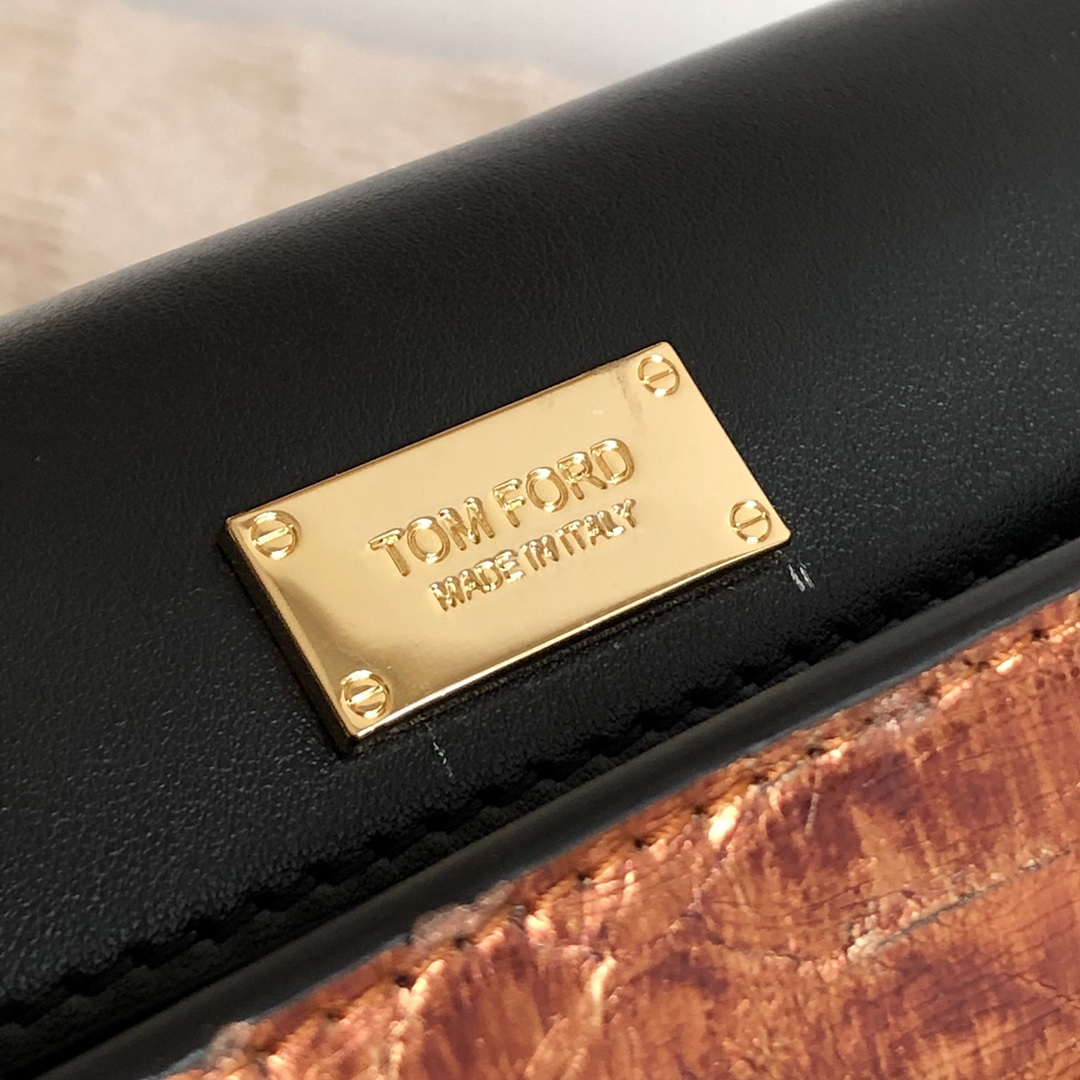 Tom Ford 25116800041 Metallic copper Python Natalia Chain Shoulder Bag