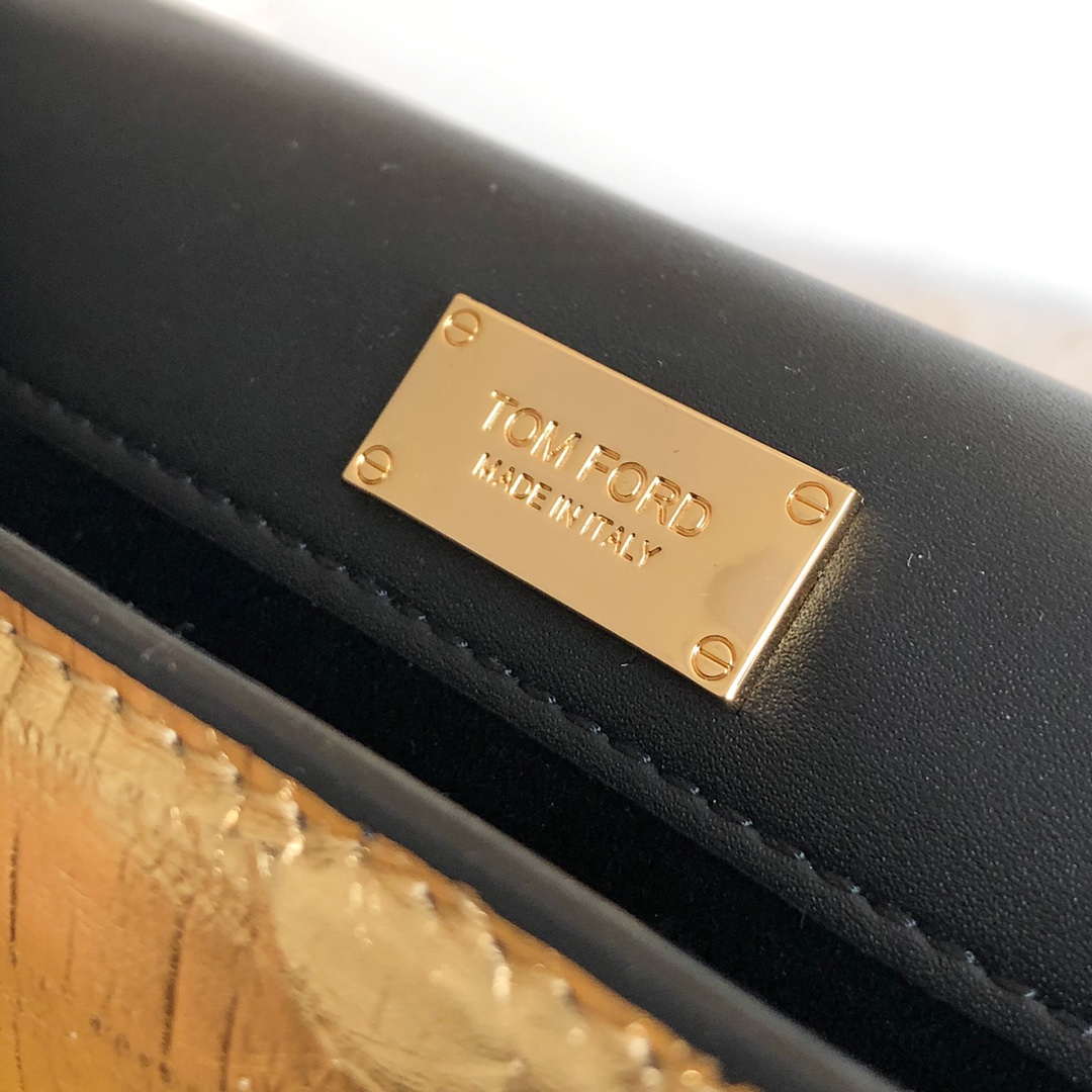Tom Ford 25116800041 Metallic Gold Python Natalia Chain Shoulder Bag