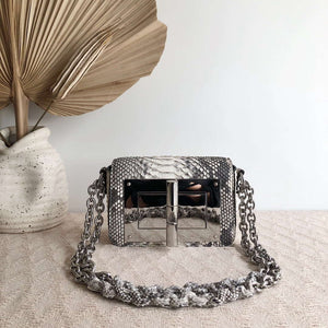 Tom Ford 25116800041 Metallic Silver Python Natalia Chain Shoulder Bag - Default Title - View 2
