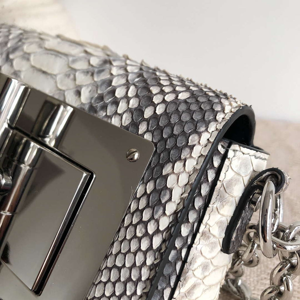 Tom Ford 25116800041 Metallic Silver Python Natalia Chain Shoulder Bag