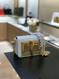 Tom Ford 25116800041 Metallic White Python Natalia Chain Shoulder Bag
