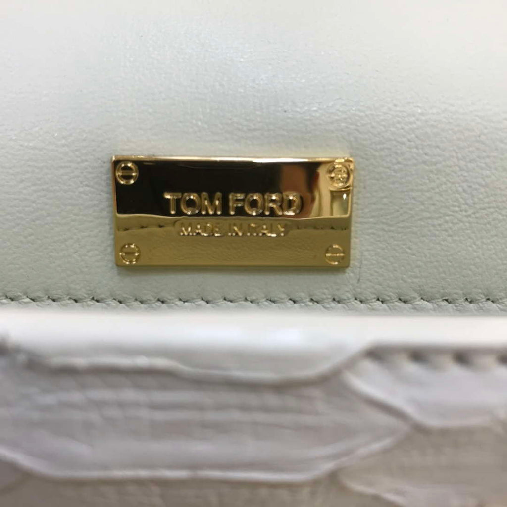 Tom Ford 25116800041 Metallic White Python Natalia Chain Shoulder Bag