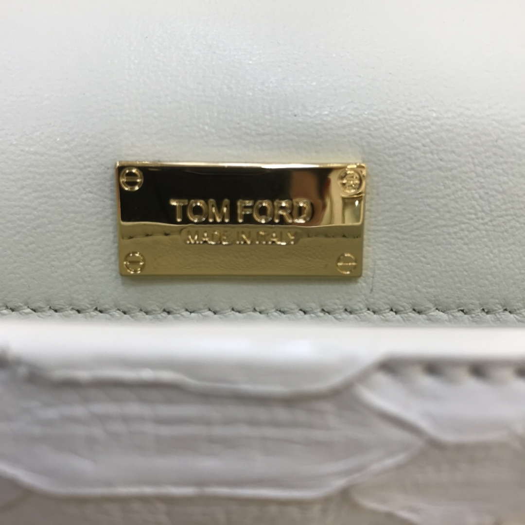 Tom Ford 25116800041 Metallic White Python Natalia Chain Shoulder Bag