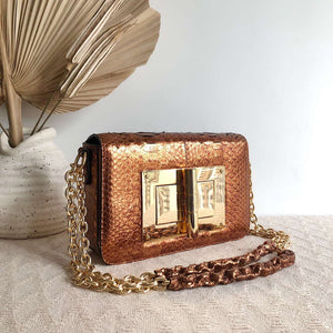 Tom Ford 29116800081 Metallic Copper Python Natalia Chain Shoulder Bag - Default Title - View 3