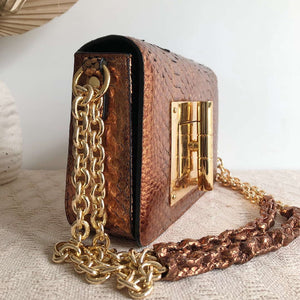 Tom Ford 29116800081 Metallic Copper Python Natalia Chain Shoulder Bag - Default Title - View 4