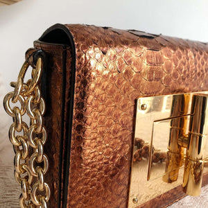 Tom Ford 29116800081 Metallic Copper Python Natalia Chain Shoulder Bag - Default Title - View 7