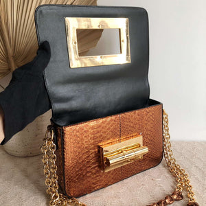 Tom Ford 29116800081 Metallic Copper Python Natalia Chain Shoulder Bag - Default Title - View 8