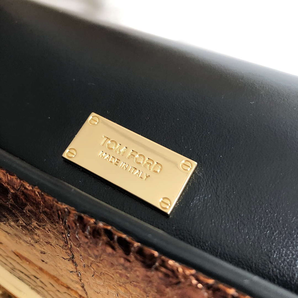 Tom Ford 29116800081 Metallic Copper Python Natalia Chain Shoulder Bag