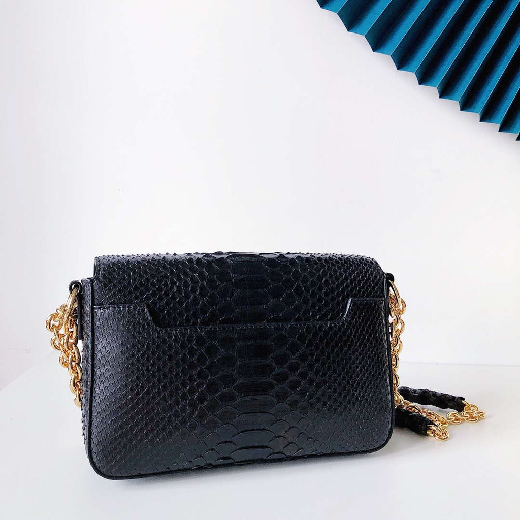 Tom Ford 29116800081 Black Python Natalia Chain Shoulder Bag