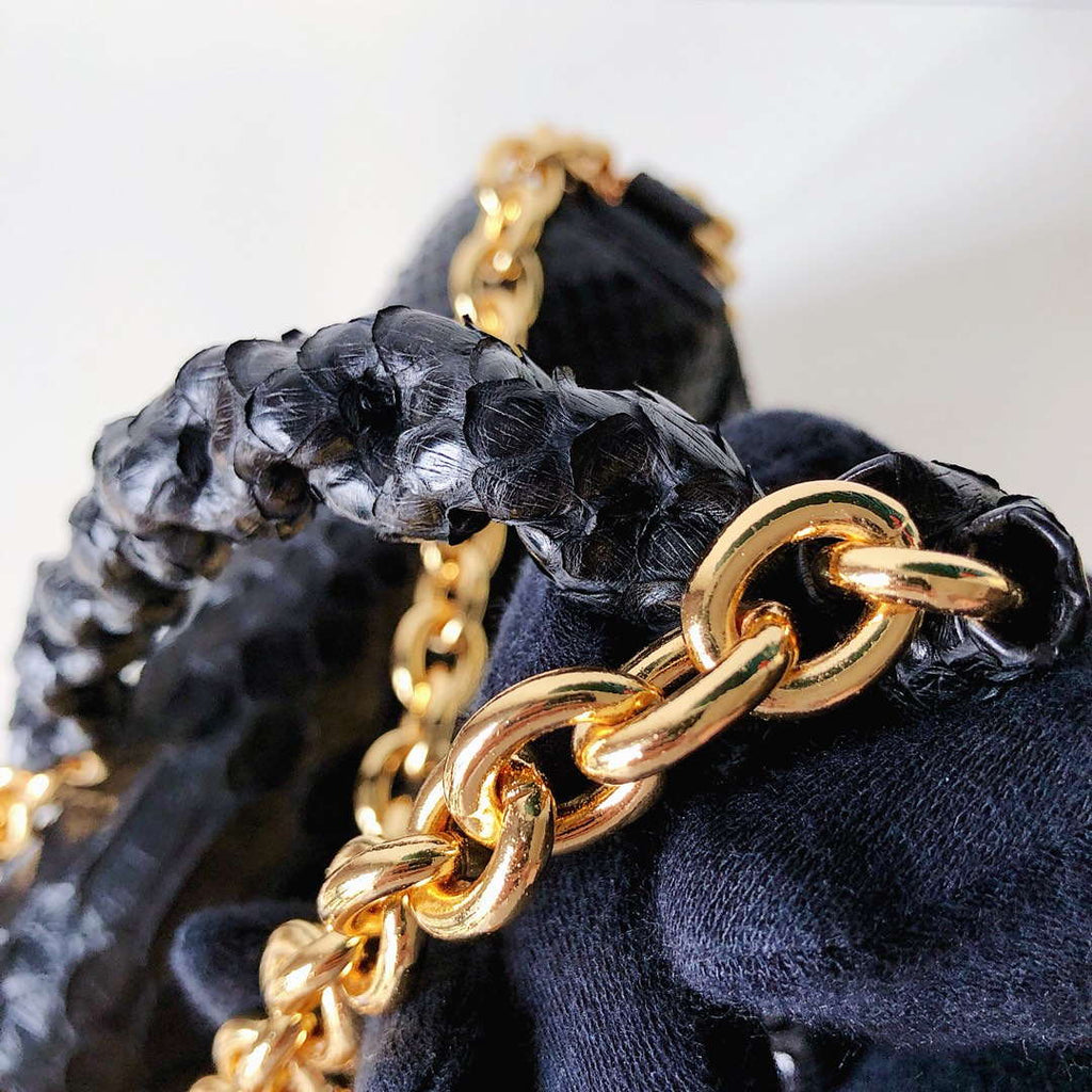 Tom Ford 29116800081 Black Python Natalia Chain Shoulder Bag