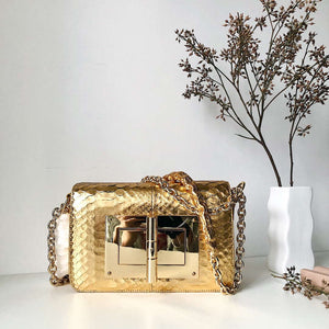 Tom Ford 29116800081 Metallic Glod Python Natalia Chain Shoulder Bag - Default Title - View 2