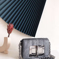 Tom Ford 29116800081 Metallic Python Natalia Chain Shoulder Bag Gray Black - Default Title - View 1