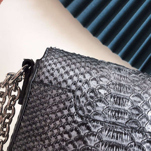 Tom Ford 29116800081 Metallic Python Natalia Chain Shoulder Bag Gray Black - Default Title - View 6