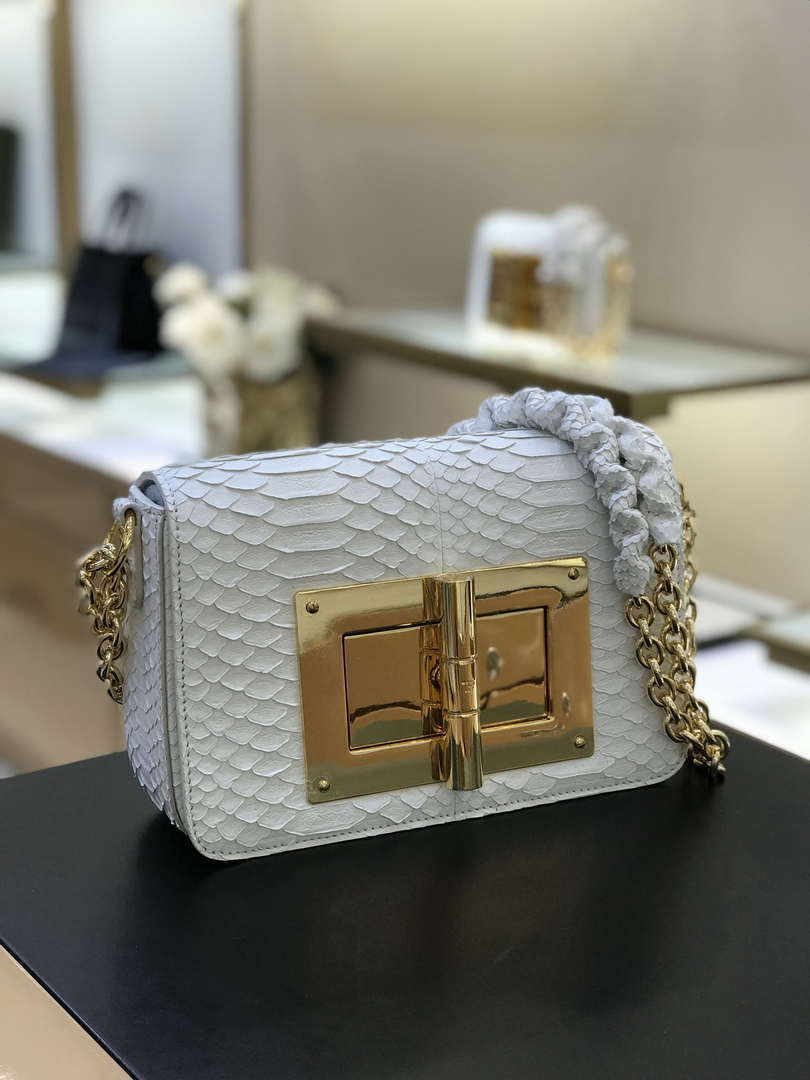 Tom Ford 29116800081 White Python Natalia Chain Shoulder Bag - Default Title - View 1