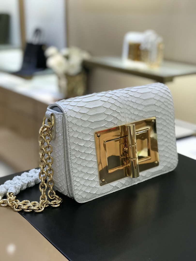 Tom Ford 29116800081 White Python Natalia Chain Shoulder Bag