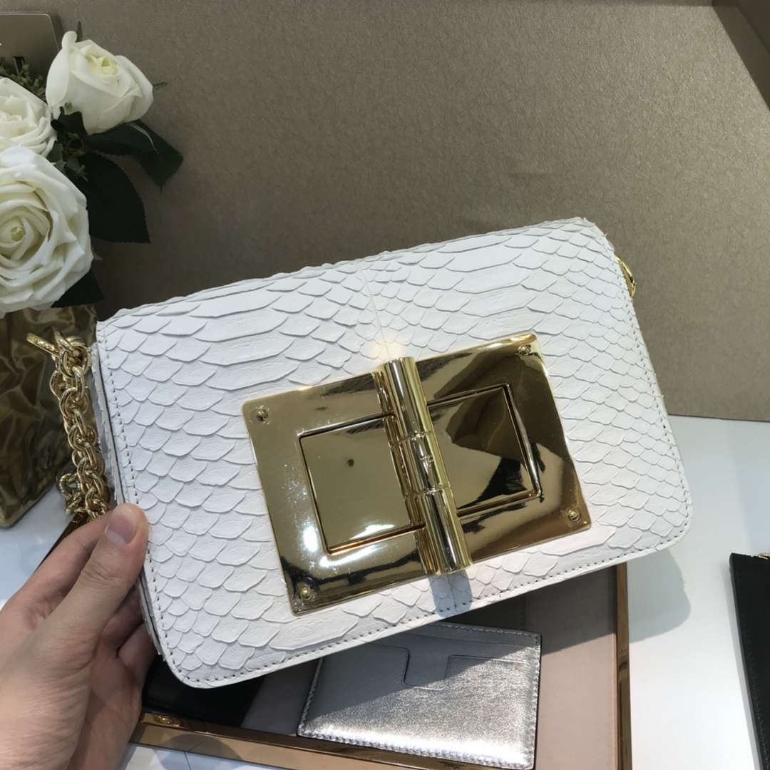 Tom Ford 29116800081 White Python Natalia Chain Shoulder Bag
