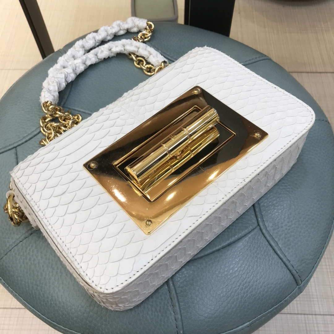 Tom Ford 29116800081 White Python Natalia Chain Shoulder Bag