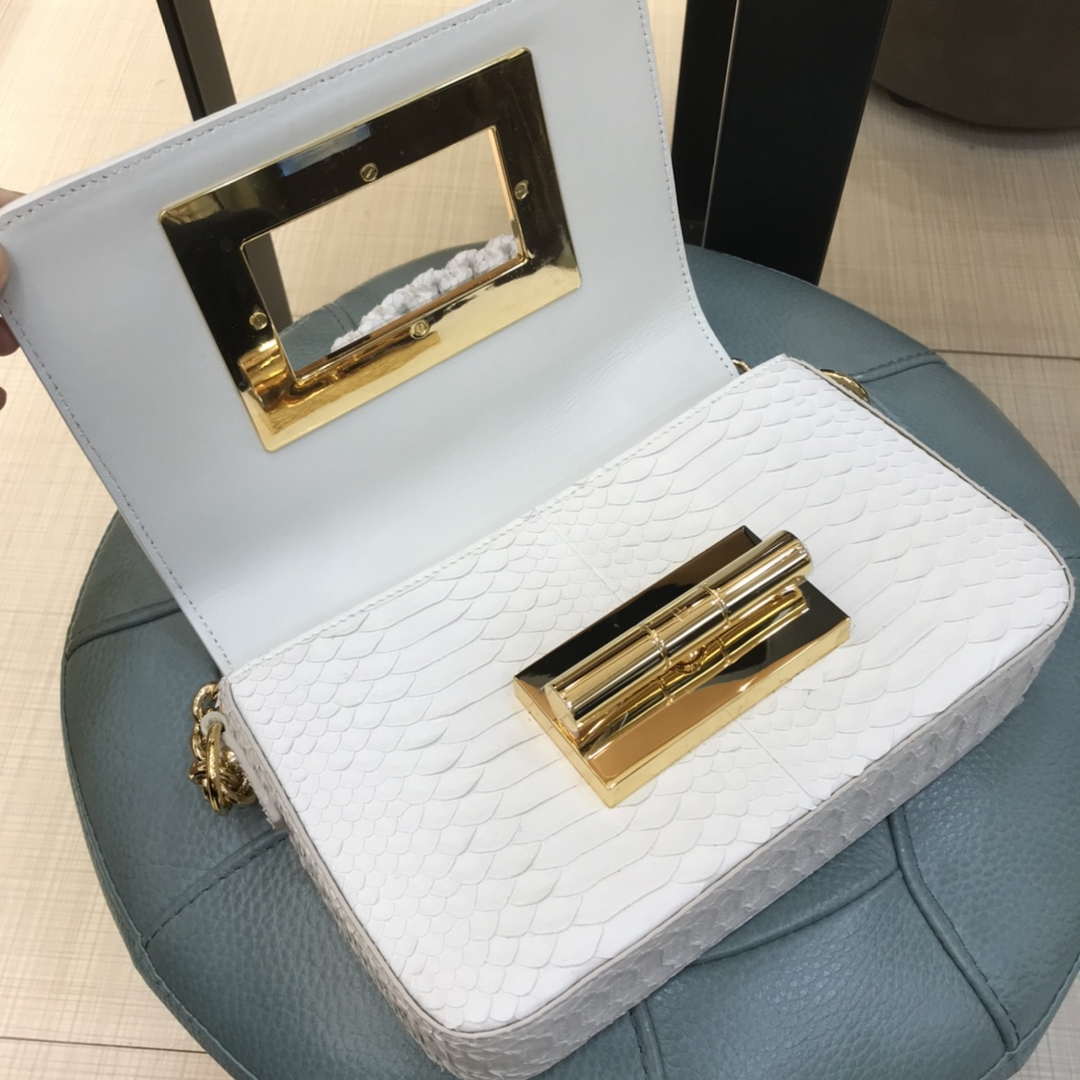 Tom Ford 29116800081 White Python Natalia Chain Shoulder Bag