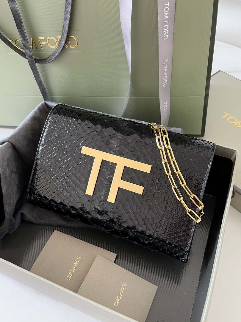 Tom Ford 5520743975 Black Python Evening Tf Disco Bag - Default Title - View 1