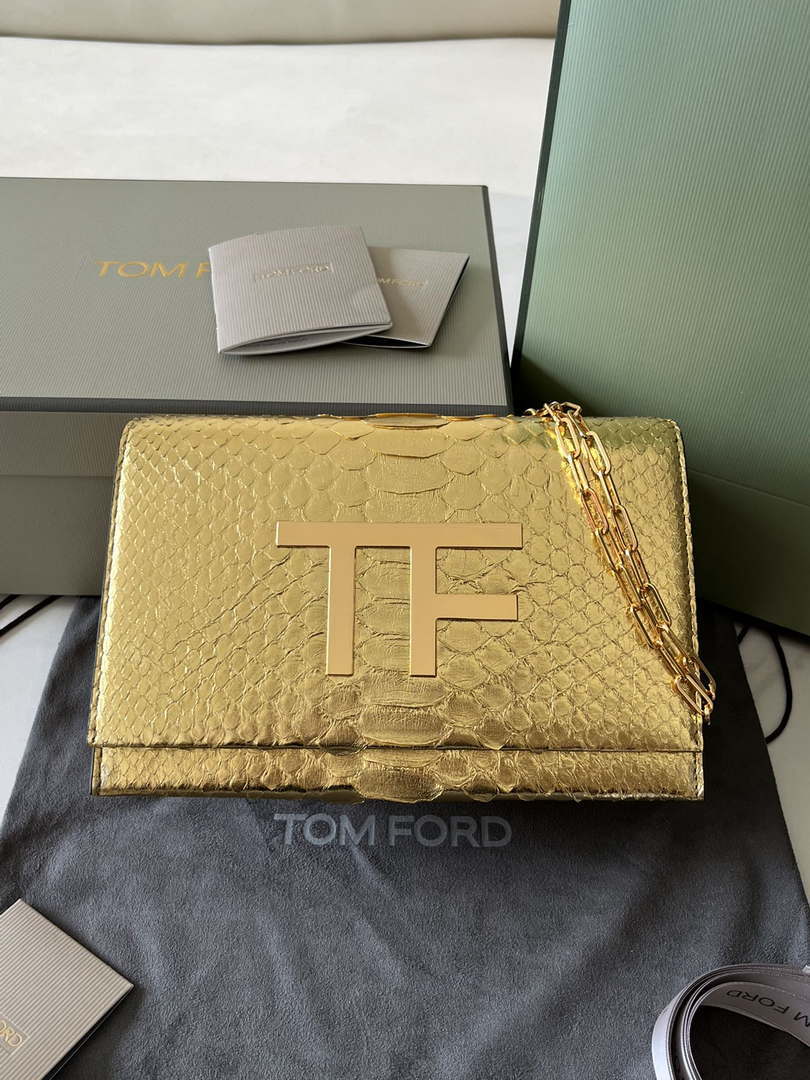 Tom Ford 5520743975 Gold Python Evening Tf Disco Bag