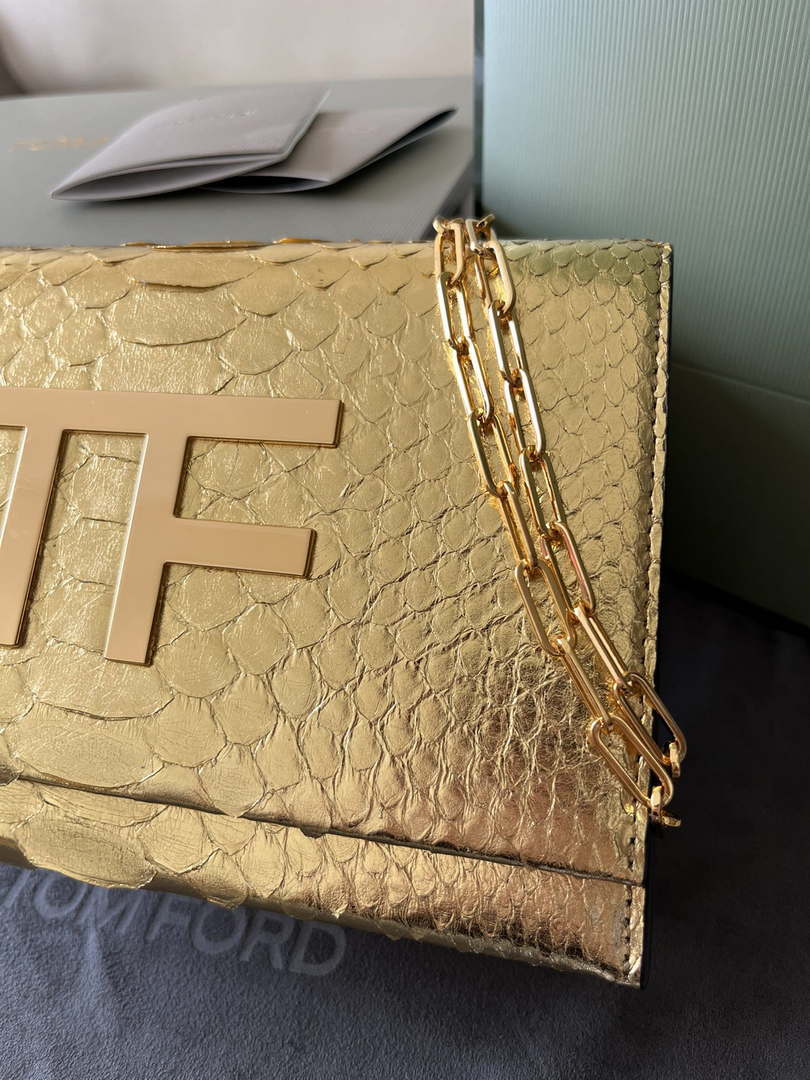 Tom Ford 5520743975 Gold Python Evening Tf Disco Bag