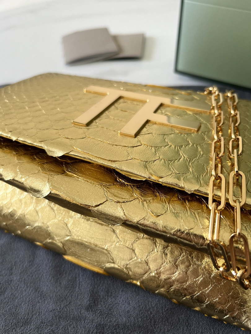 Tom Ford 5520743975 Gold Python Evening Tf Disco Bag