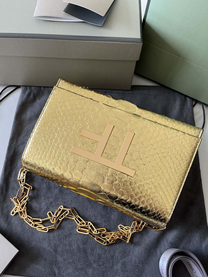 Tom Ford 5520743975 Gold Python Evening Tf Disco Bag