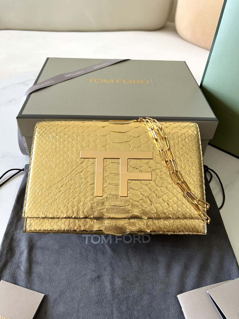 Tom Ford 5520743975 Gold Python Evening Tf Disco Bag