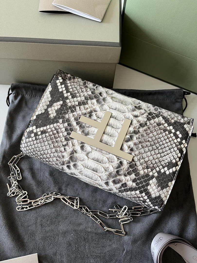 Tom Ford 5520743975 Gray Python Evening Tf Disco Bag