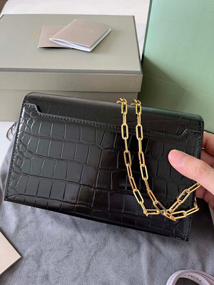 Tom Ford 5520743975 Shiny Stamped Crocodile Leather Evening Tf Disco Bag Black - Default Title - View 7