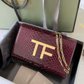 Tom Ford 5520743975 Wine Red Python Evening Tf Disco Bag - Default Title - View 1