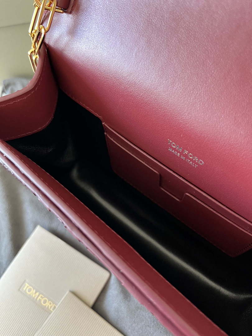 Tom Ford 5520743975 Wine Red Python Evening Tf Disco Bag