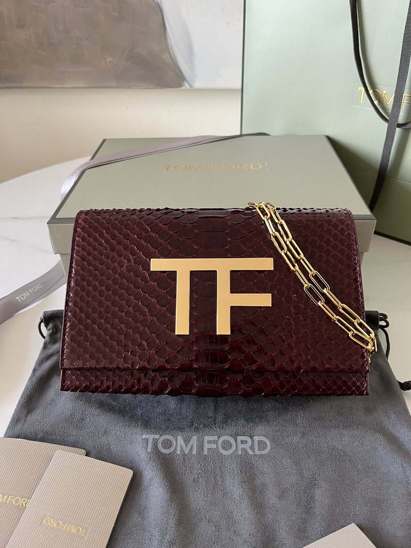 Tom Ford 5520743975 Wine Red Python Evening Tf Disco Bag