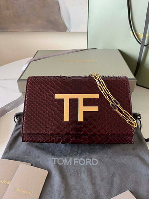 Tom Ford 5520743975 Wine Red Python Evening Tf Disco Bag - Default Title - View 4
