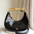 Tom Ford Black Hand embroidered sequins Leather Bianca Mini Hobo 5520708811 - Default Title - View 1