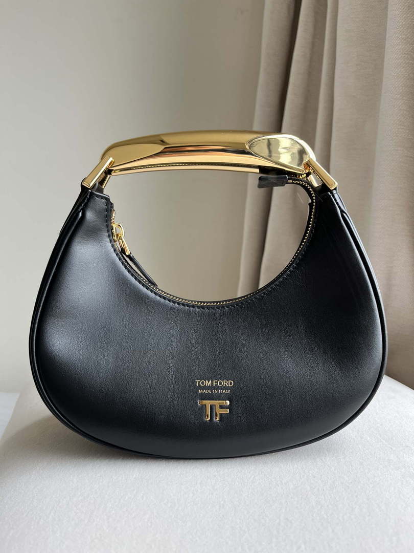 Tom Ford Grain Leather Bianca Mini Hobo 5520708811 Black