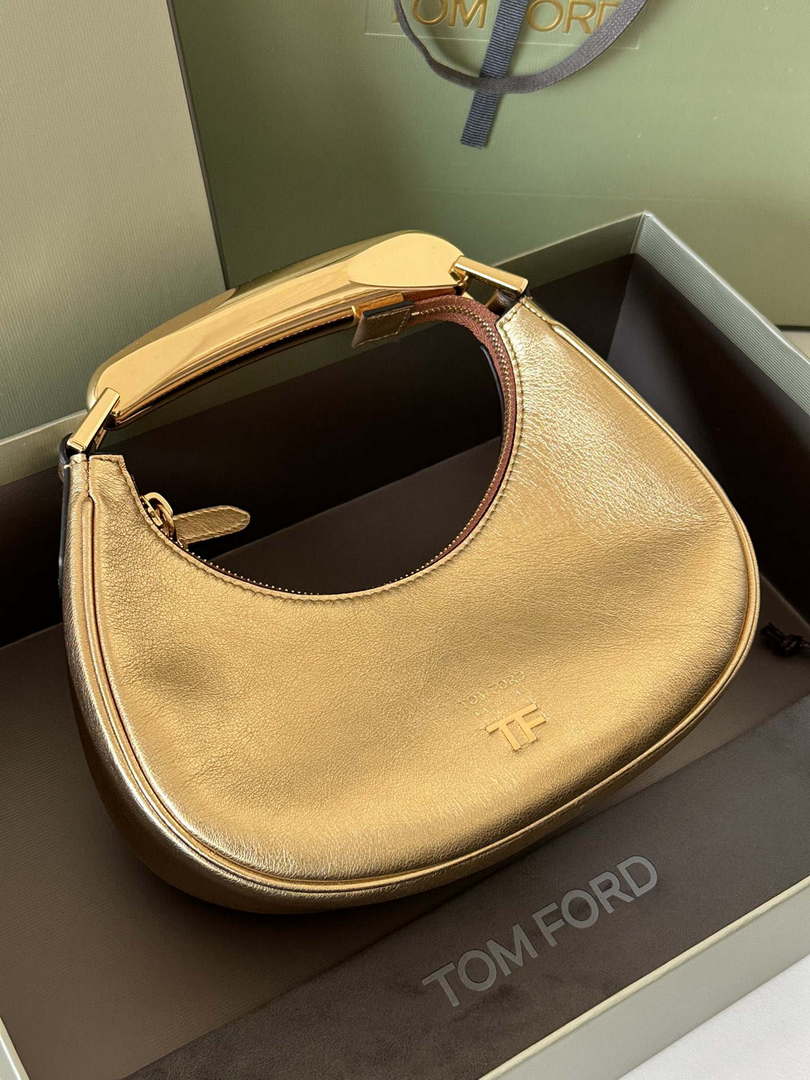 Tom Ford Grain Leather Bianca Mini Hobo 5520708811 Gold